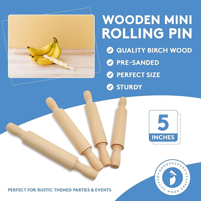 Wooden Mini Rolling Pin, 5 Inches Long - Image 3