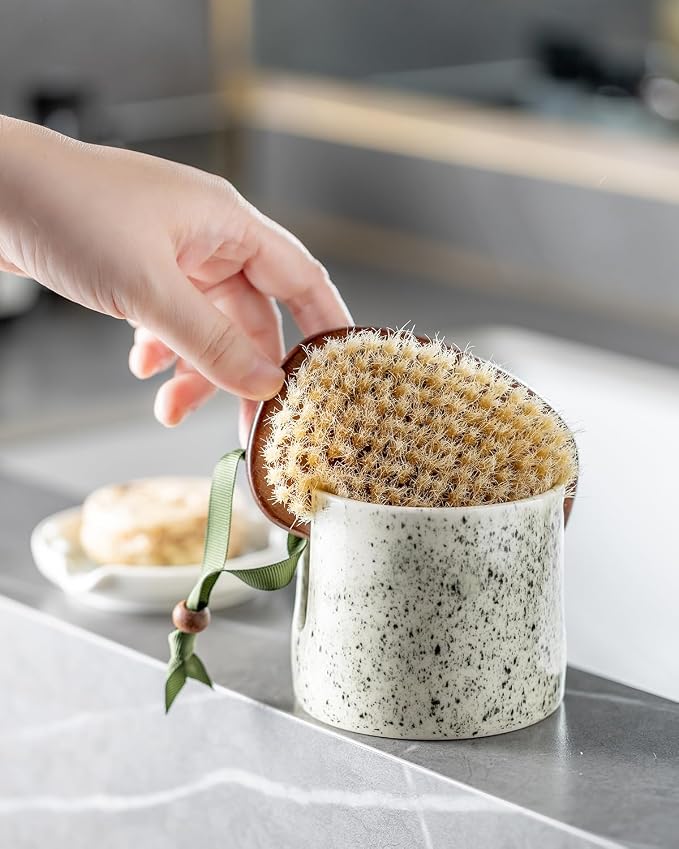 Zoeeker Kitchen Sink Sponge Holder, Dish Sponge Rack Ceramic Brush Holder - Image 7