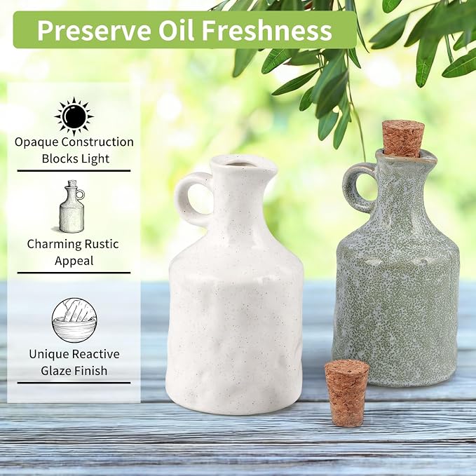 MDLUU Ceramic Olive Oil Vinegar Dispenser Bottle - Image 2