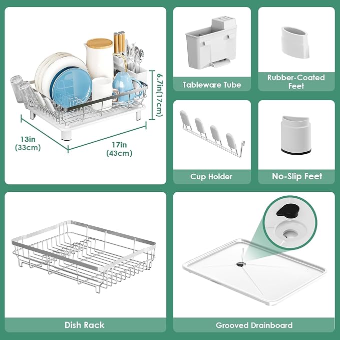 MOUKABAL Dish Drying Rack, Dish Rack, Stainless Steel Dish Racks - Image 3