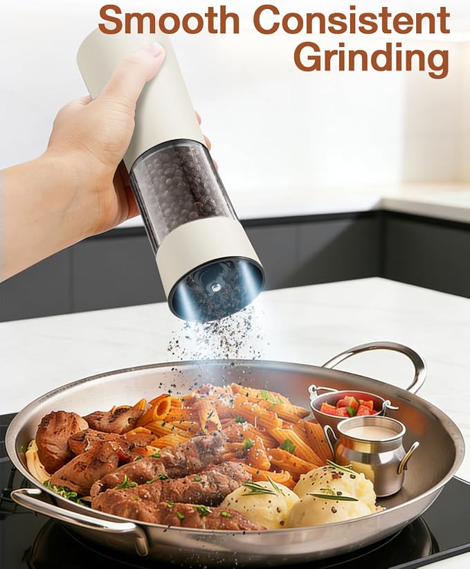 Electric Salt and Pepper Grinder Set, Stainless Steel Automatic Pepper Mill - Image 8