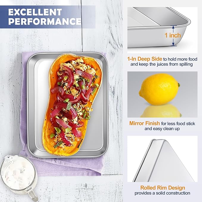 9 Inch Baking Sheet Pan with Rack Set, Joyfair Stainless Steel Toaster Oven - Image 3