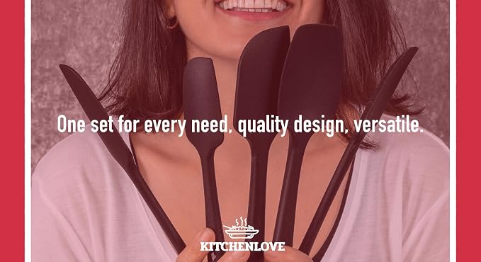 KITCHENLOVE Premium 600°F Heat Resistant 5 Piece Silicone Spatula Set - Image 9