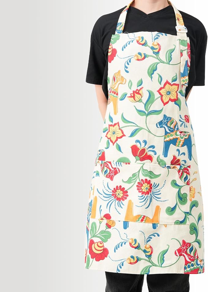 DILLMAN Aprons for Women with Pockets Cotton Linen Cooking Kitchen Baking Soft - Image 5