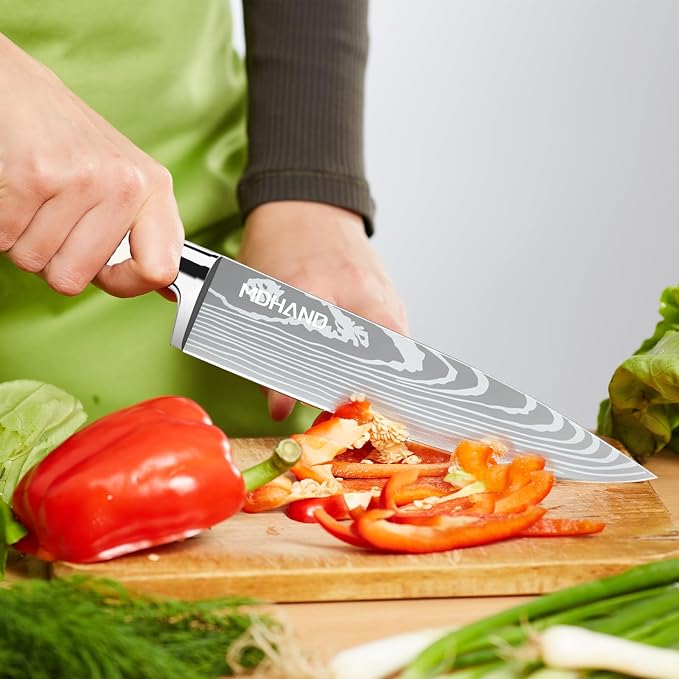 MDHAND Chef Knife Set with Roll Bag, High Carbon Stainless Steel Japanese - Image 6