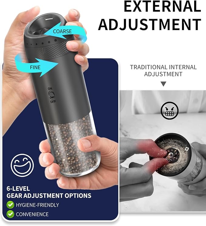 CIRCLE JOY Rechargeable Salt and Pepper Grinder Set, Gravity Sensor Electric - Image 2