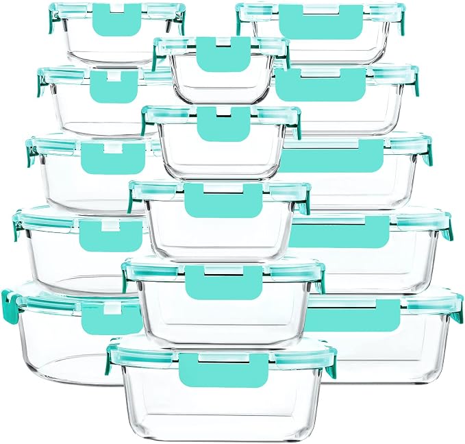 30 Pieces Glass Food Storage Containers by MMCIRCO