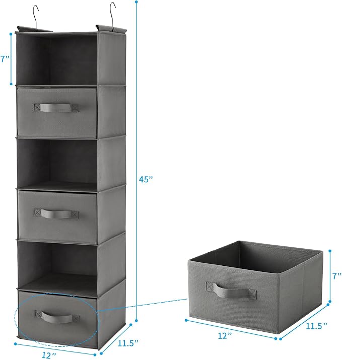 MAX Houser 6 Tier Shelf Hanging Closet Organizer, Closet Hanging Shelf - Image 3