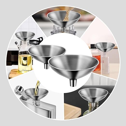 Small Funnel Set of 2, Stainless Steel Mini Funnel - Image 4