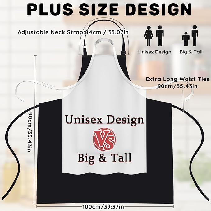 2 Pcs Plus Size Chef Apron, Unisex Professional Apron - Image 3