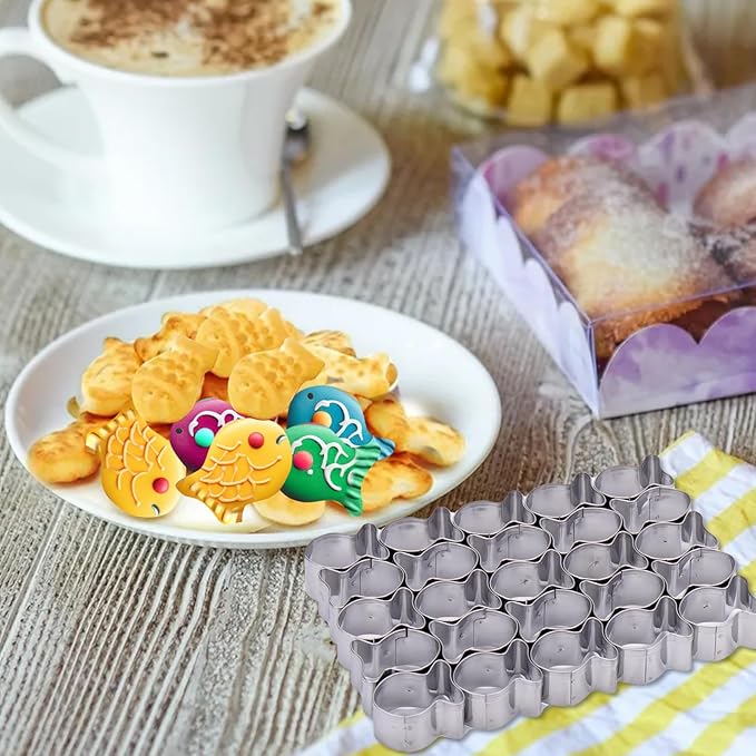 AIERSA 2Pcs Gold Fish Cracker Cutter, 25 Cavity Fish Cookie Cutter, Mini Gold - Image 5
