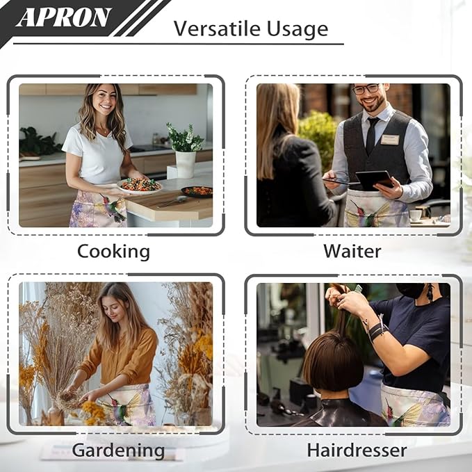 Server Apron with 3 Pockets, Waterproof Oil Waitress Waiter Half Apron - Image 5