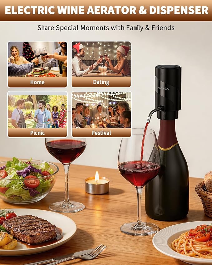 CIRCLE JOY Electric Wine Aerator Pourer, Rechargeable Automatic Wine Decanter - Image 7