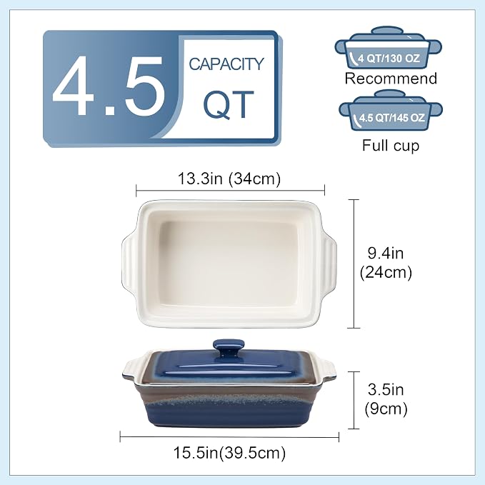 LOVECASA 4.5 Quart Ceramic Casserole Dish - Image 2