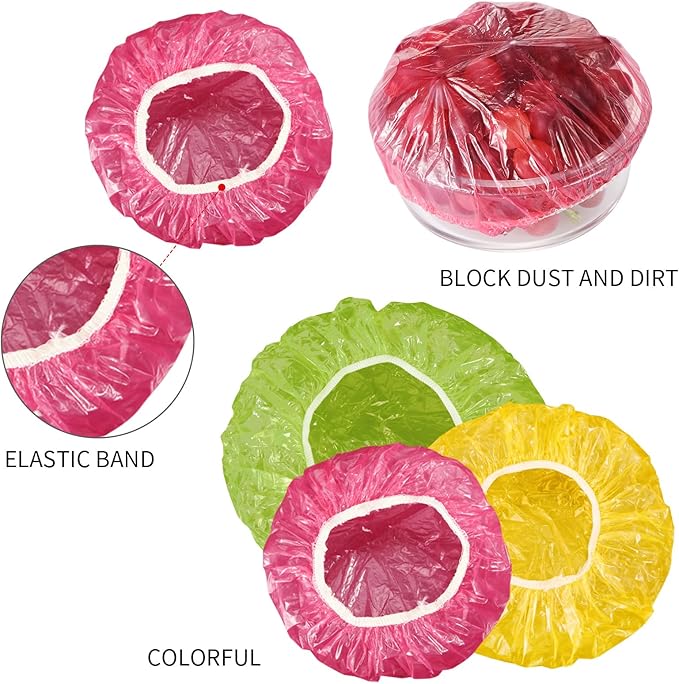 Boao 360 Pieces Reusable Elastic Food Bowl Storage Covers 3 Size Colorful Bowl - Image 5