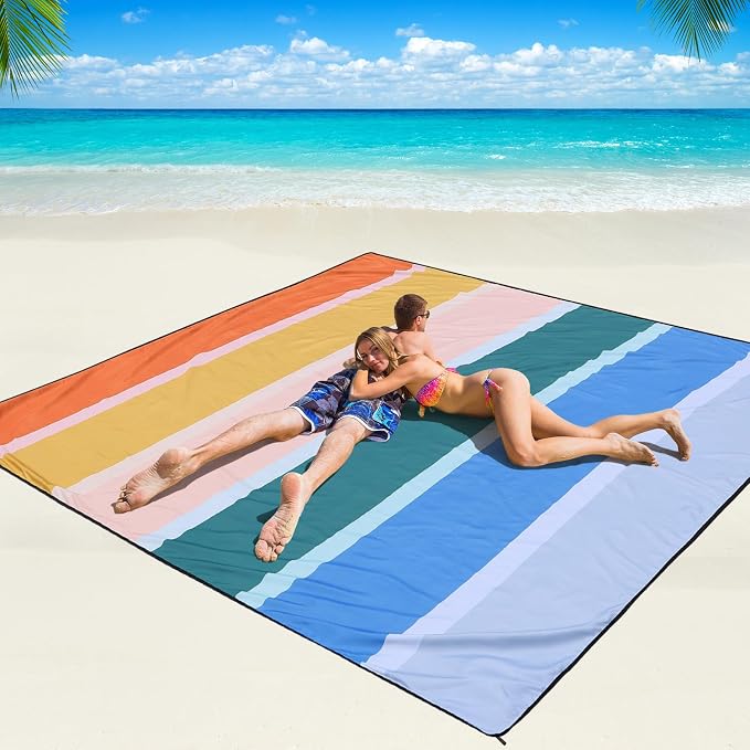 WIWIGO Beach Blanket Waterproof Sandproof Beach Mat 79" X 83"/10'x9'for 2-8 by WIWIGO