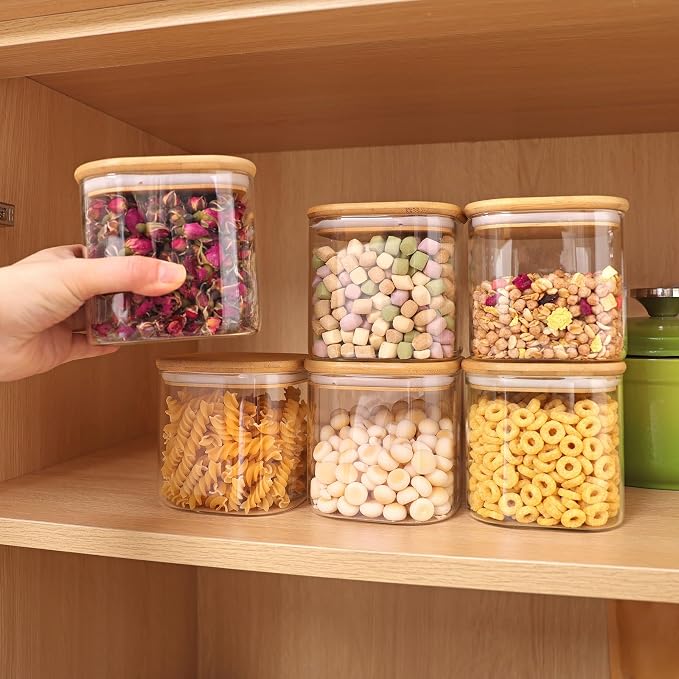 Moretoes 6 Pack 0.6qt Square Glass Storage Containers - Image 7