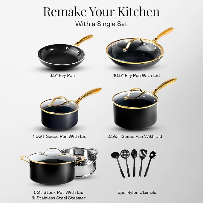 Gotham Steel 15 Pc Ceramic Cookware Set Nonstick, Ceramic Pots and Pans Set Non - Image 2