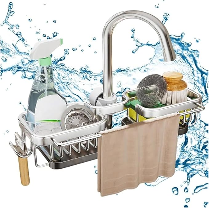 Kitchen Sink Faucet Organizer Multifunction Sponge Holder Organizer Sink Drain by Unknown