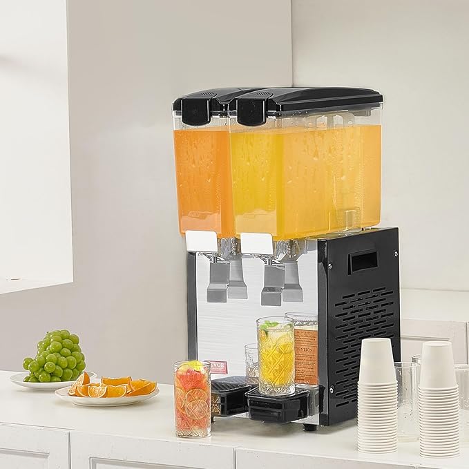 VEVOR Commercial Beverage Dispenser, 2 Tanks 10 L / 10.6 QT Per Tank Juice - Image 8