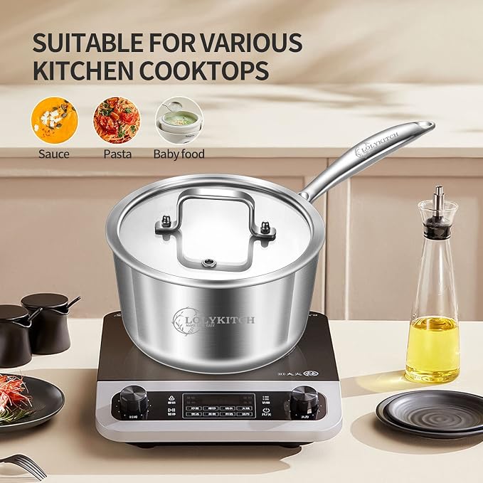 LOLYKITCH 1.5-2.5-3.0 QT, Tri-Ply Stainless Steel Saucepan Set of 3, Induction - Image 4