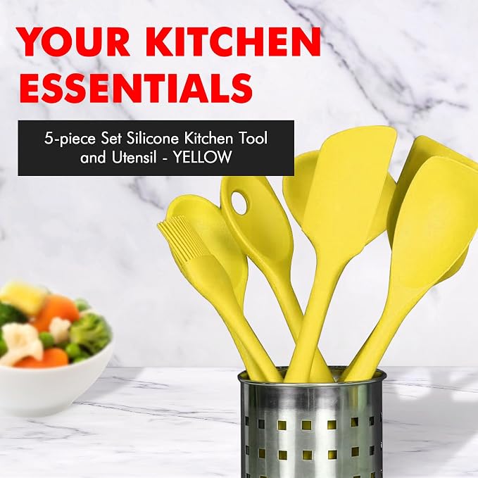 Chef Craft Premium Silicone Kitchen Tool and Utensil Set, 5 Piece - Image 2
