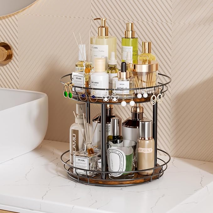 LAMU 10'' Lazy Susan Turntable Organizer, 2 Tier Round Rotating Spice Rack - Image 8