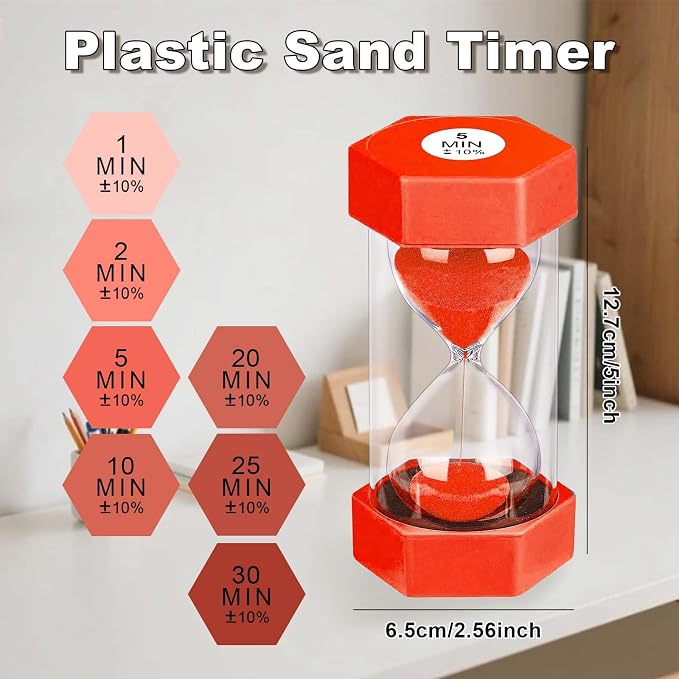 2 Minute Sand Timer Hourglass, Unbreakable Hexagon Plastic Sand Watch Reloj De - Image 4