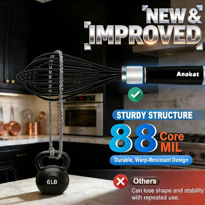Anaeat Silicone Kitchen Whisk Set of 4, Egg Beater Milk ​Blender - Image 6