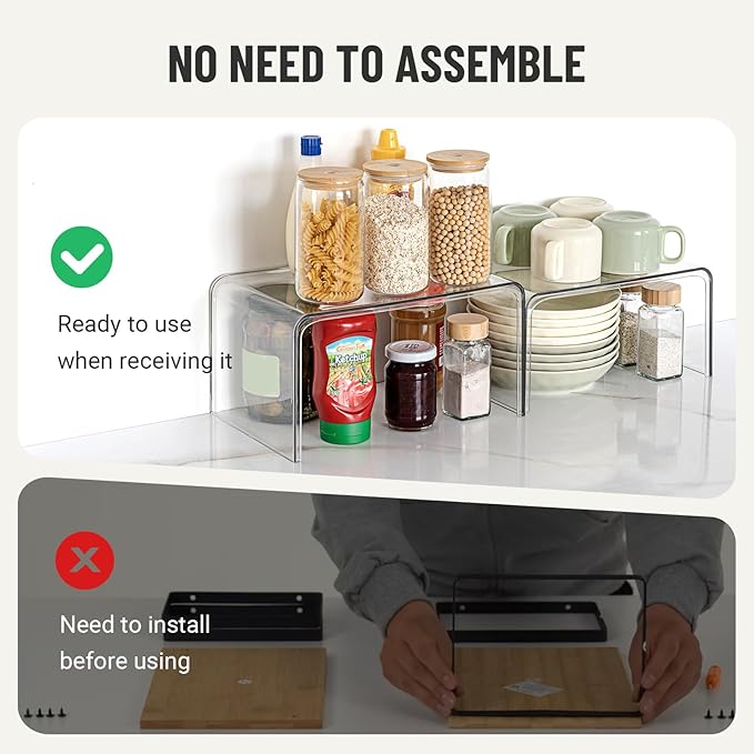 Clear Spice Rack Shelves, Pantry Organizers and Storage Set of 4, Display Shelf - Image 4
