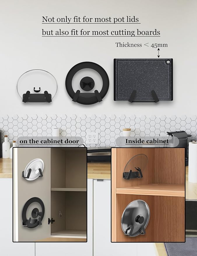 Pot Lid Organizer, 2 Pack Lid Holders Inside Cabinet, Wall Mount Rack Fit - Image 4