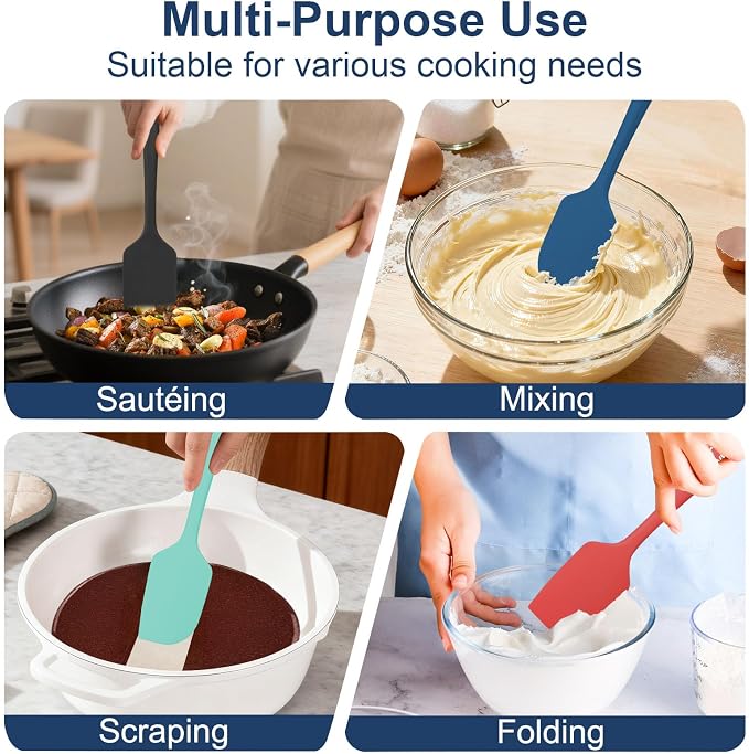 4 Pcs Silicone Spatula Set, 11.4 In, 600°F Heat Resistant Rubber Spatulas - Image 6