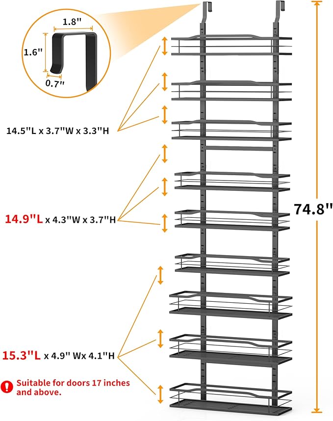 Moforoco 9-Tier Over The Door Pantry Organizer, Pantry Organization and Storage - Image 2