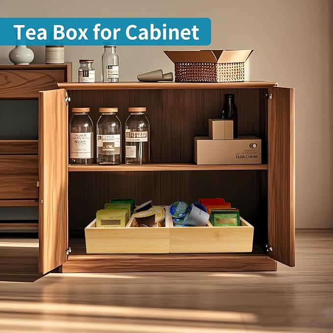 Tea Bag/Sugar Packet Holder, Coffee Station Condiment Organizer, Bamboo Tea - Image 3