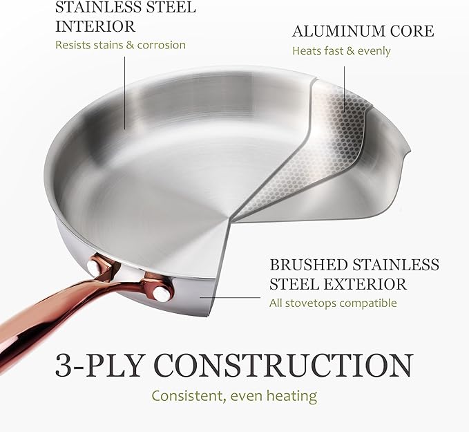 CAROTE 10" Tri-Ply Stainless Steel Deep Frying Pan - Image 3