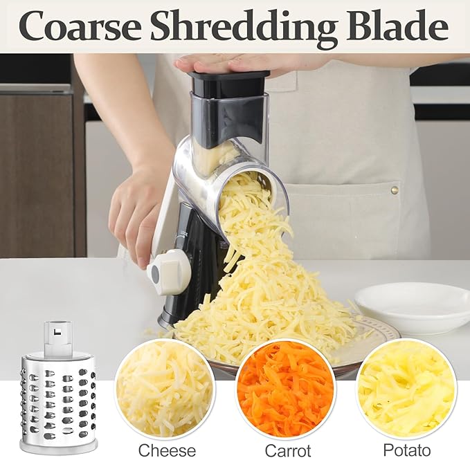 Cambom 5 in 1 Rotary Cheese Grater Hand Crank Cheese Shredder - Image 4