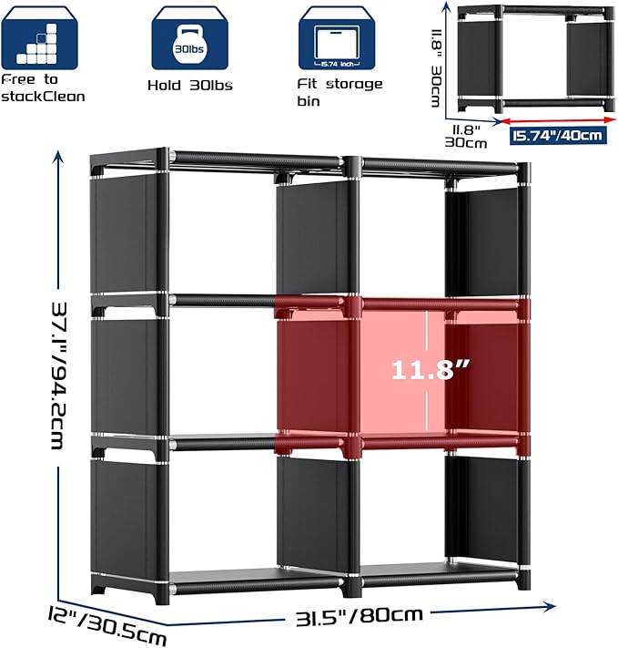 Mavivegue Book Shelf, 6 Cube Storage Organizer, DIY Bookcase, Metal Cube - Image 3