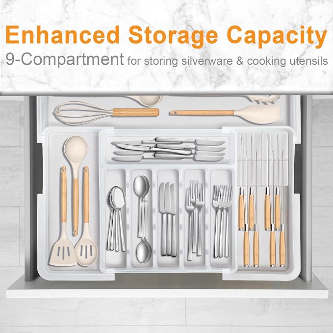 Homecor Silverware Organizer for Kitchen Drawer, Expandable Utensil Drawer - Image 4
