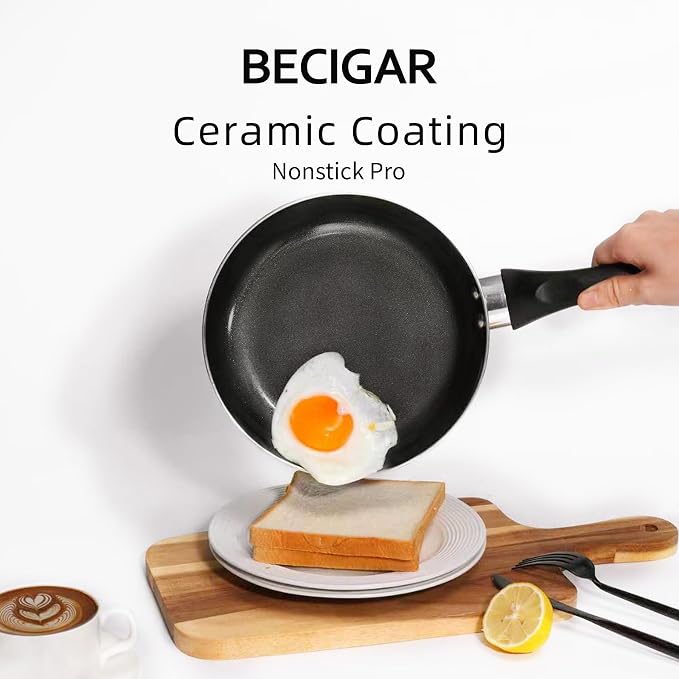 BECIGAR 8pcs Black Ceramic Pots and Pans Set, Cooking Pan Set, Cooking Pot Set - Image 7