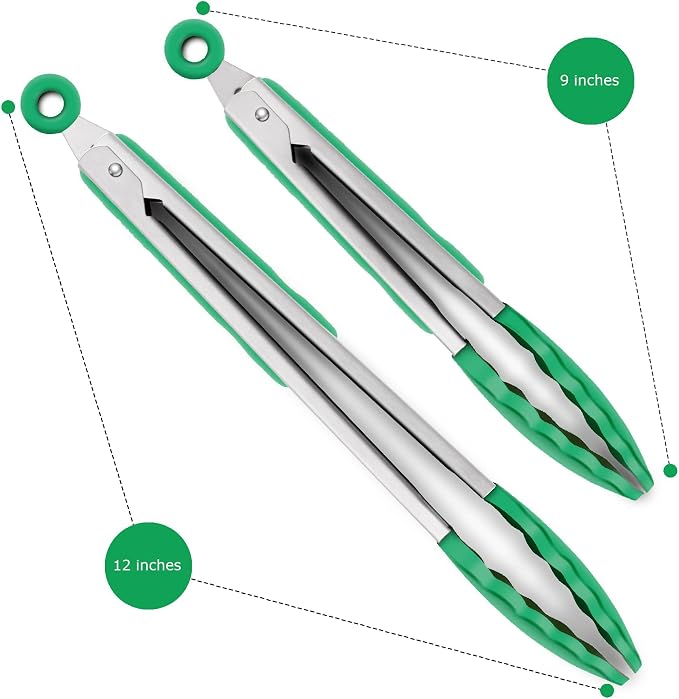2 Pack Silicone Kitchen Tongs – 9" & 12" Set, Heat Resistant up to 500°F - Image 4