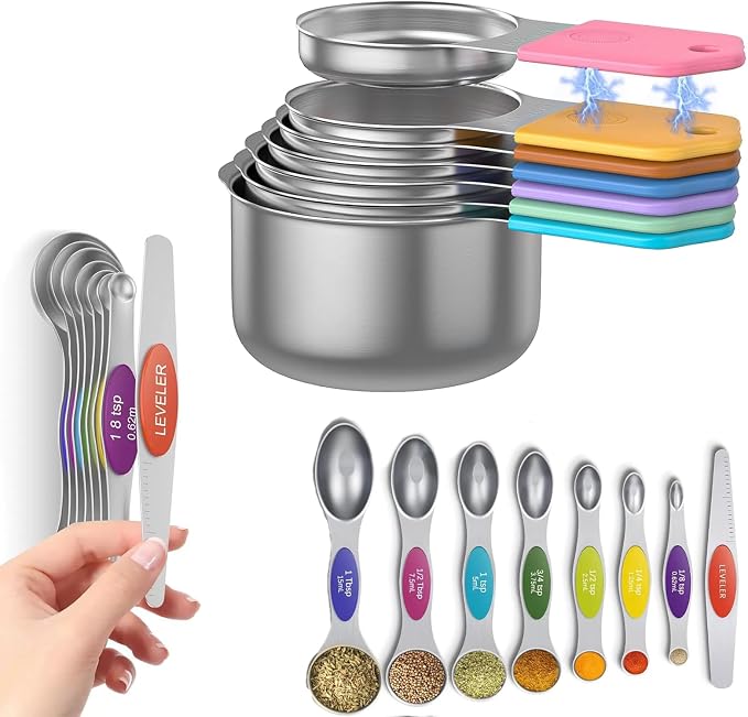 Magnetic Measuring Cups and Spoons Set, N52 Magnetic Nesting Design magnetic by Unknown