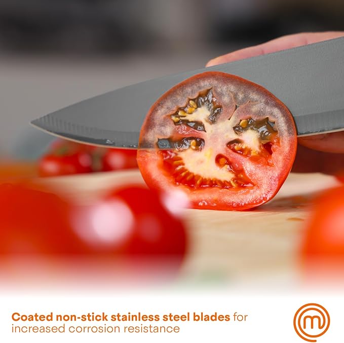 MasterChef Knife Block Set of 6 Kitchen Knives, Extra Sharp Stainless Steel - Image 5