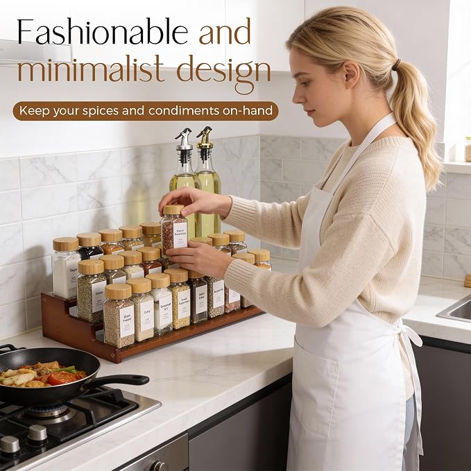 Spice Rack Kitchen Cabinet Organizer-18-Inch Bamboo Spice Organizer - Image 4