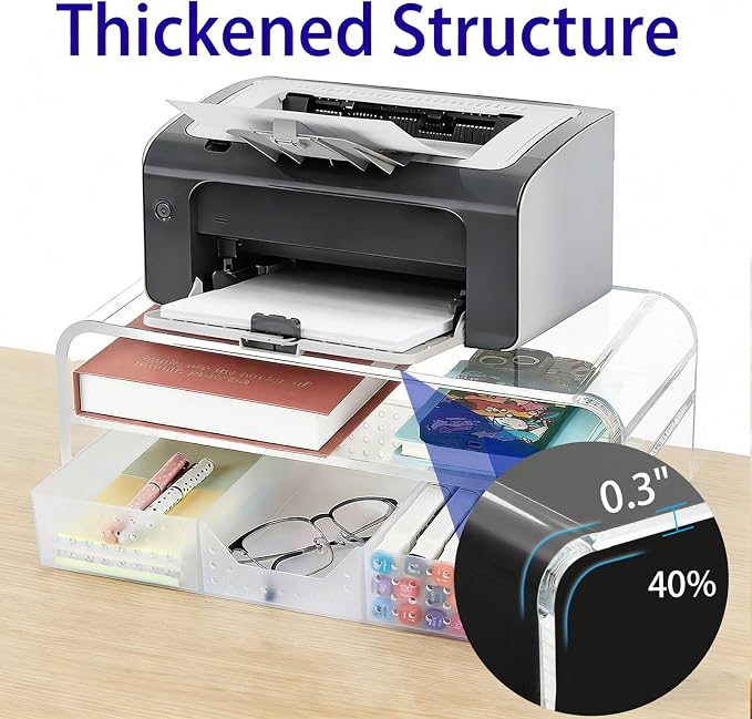 OPNICE Acrylic Clear Desk Organizers and Accessories, 2-Tier Computer Monitor - Image 5