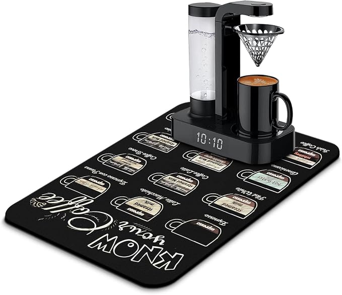 Fun Coffee Mat 23inx15in, Coffee Bar Mat by Kuyig+Home