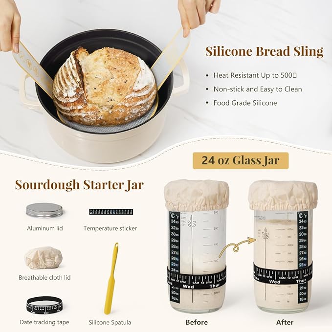 Sourdough Starter Kit, Banneton Bread Proofing Baskets Set, Sourdough Bread - Image 3