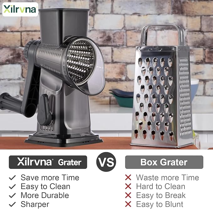 Rotary Cheese Grater with Handle Kitchen Shredder Slicer Grater Slicer Ice - Image 2