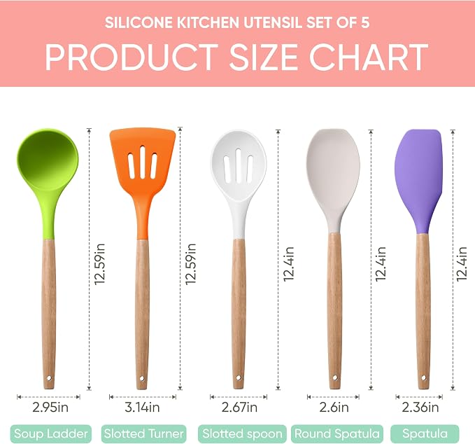 Herogo 5-Piece Cooking Utensils Set, Silicone Kitchen Utensils Set - Image 2