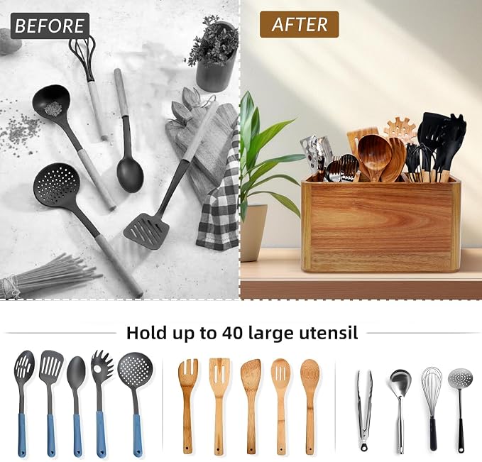 Wooden Kitchen Utensil Holder Organizer - Image 5
