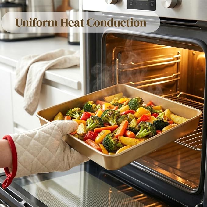 Dicunoy 3 Pack Baking Sheet Pans 11 Inches x 11 Inches, Nonstick Square Baking - Image 7